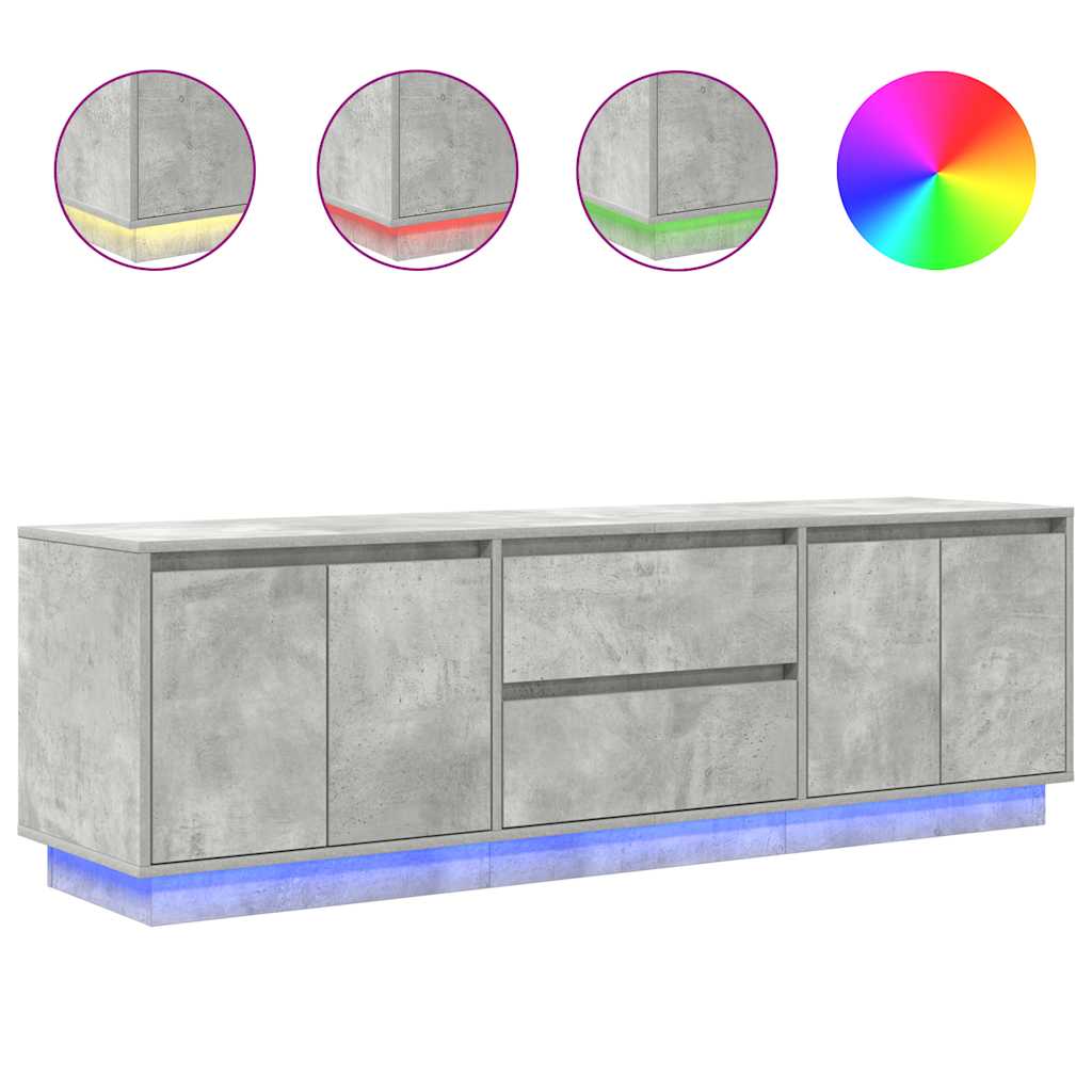 TV Cabinet with LED Lights Concrete Grey 160.5x41x50 cm